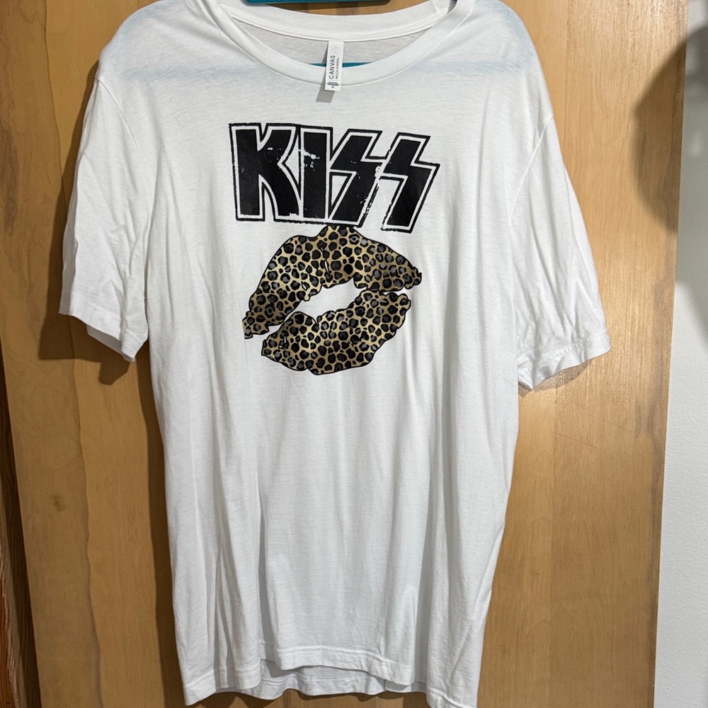 Bella Canvas White Graphic Tee with Leopard Print